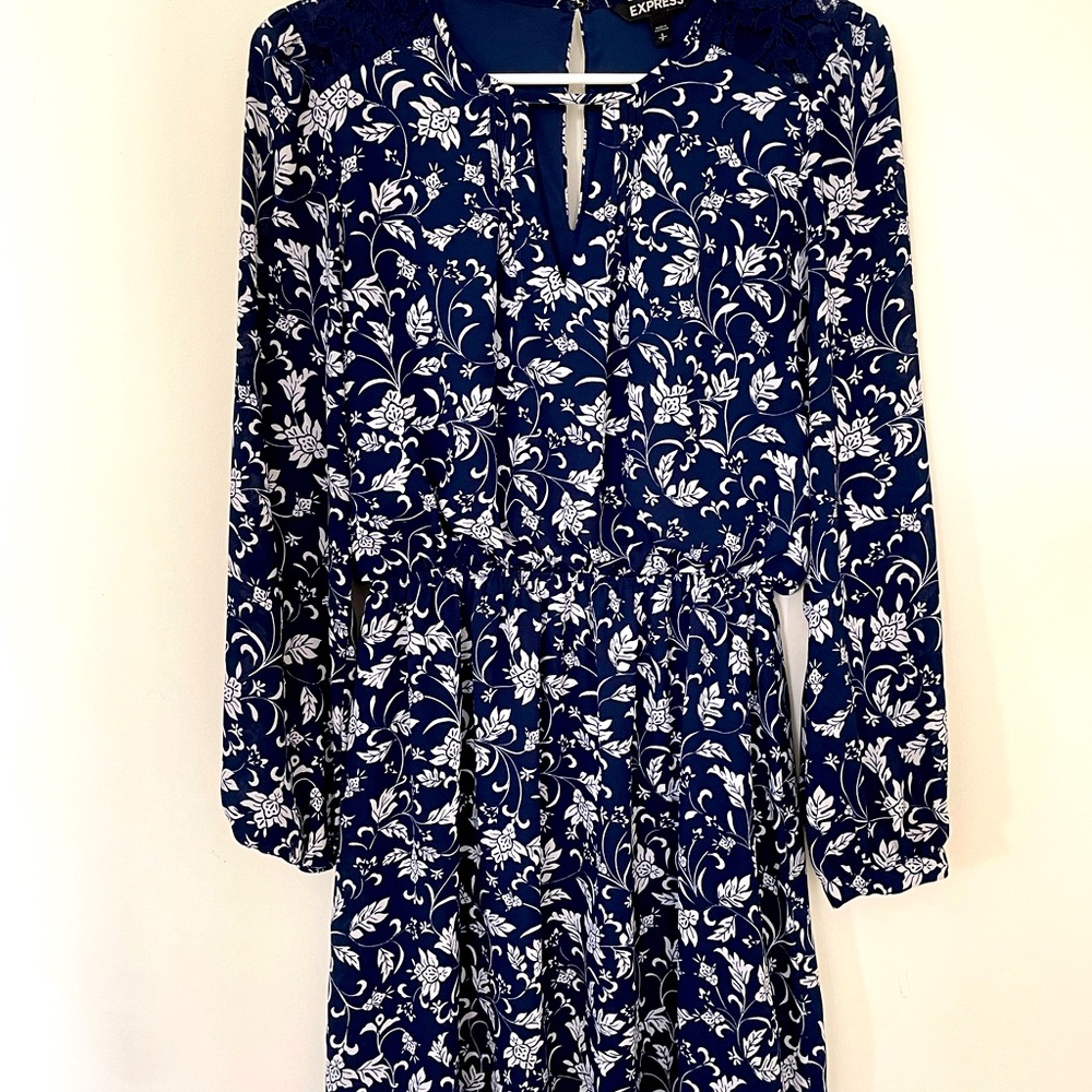EXPRESS Navy and White Dress